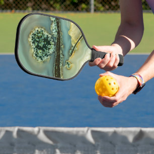 Inside a semi-precious stone pickleball paddle