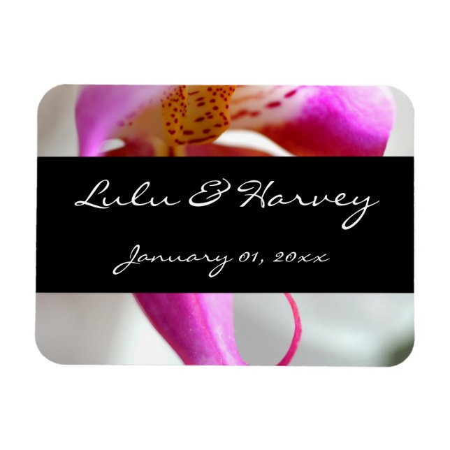 Inside a White Orchid Personal Wedding Magnet (Horizontal)