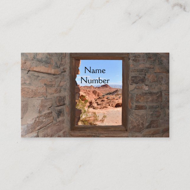 Inside cabin view of the Valley of Fire      Business Card (Front)