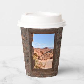 Inside cabin view of the Valley of Fire Paper Cups