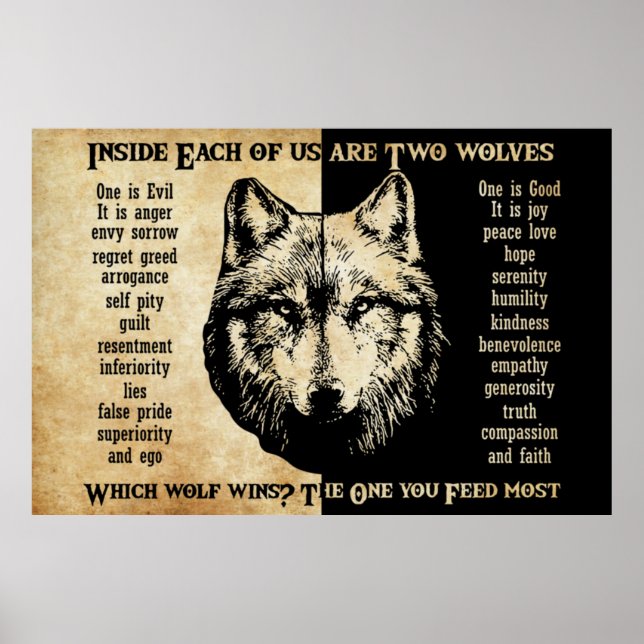 Inside Each Of Us Are Two Wolves Wolf Poster (Front)