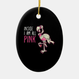 Inside I Am All Pink Flamingo Funny Flamingo Ceramic Ornament