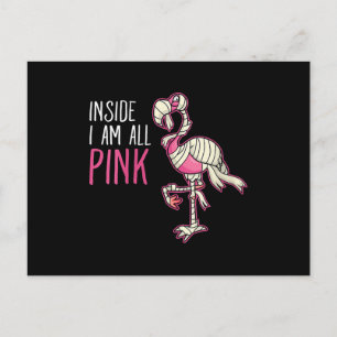 Inside I Am All Pink Flamingo Funny Flamingo Postcard