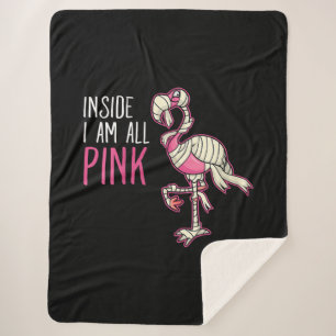 Inside I Am All Pink Flamingo Funny Flamingo Sherpa Blanket
