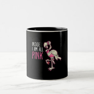 Inside I Am All Pink Flamingo Funny Flamingo Two-Tone Coffee Mug