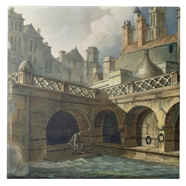 Inside of Queen's Bath, from 'Bath Illustrated by Ceramic Tile (Front)