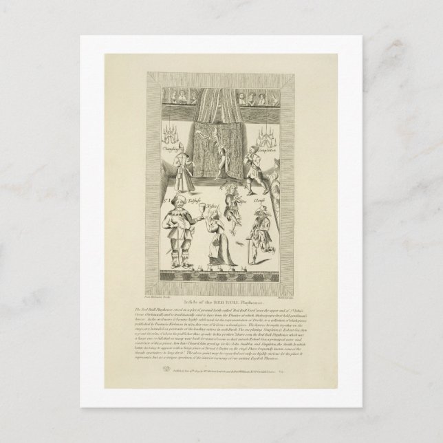 Inside of the Red Bull Playhouse, frontispiece to Postcard (Front)