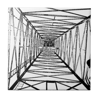 Inside Oil Drill Rig Sketch Ceramic Tile