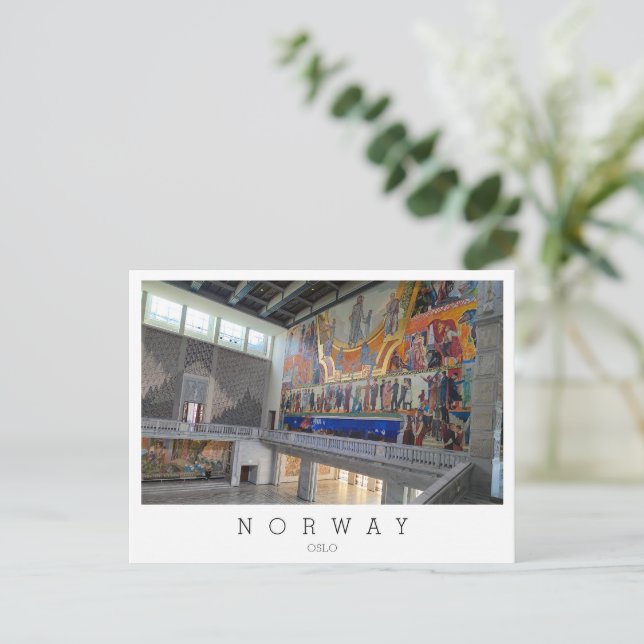 Inside Oslo City Hall , Norway Postcard (Standing Front)