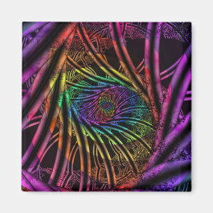 Inside Rainbow Fractal Art Magnet
