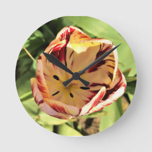 Inside Red & White Tulip Round Clock