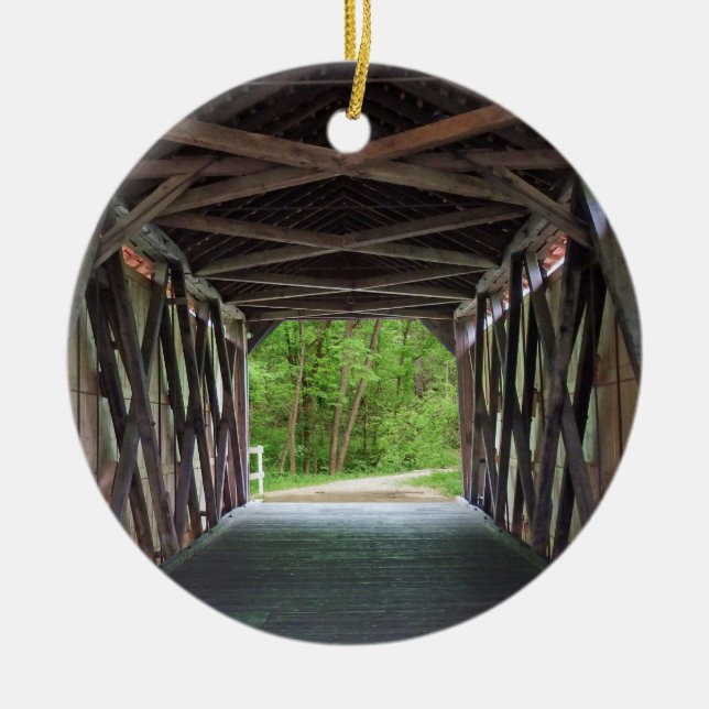 Inside Sandy Creek Bridge Hillsboro Missouri Ceramic Ornament (Front)