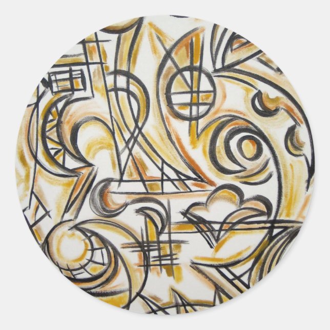 Inside The Labyrinth - Modern Art Hand Painted Classic Round Sticker (Front)