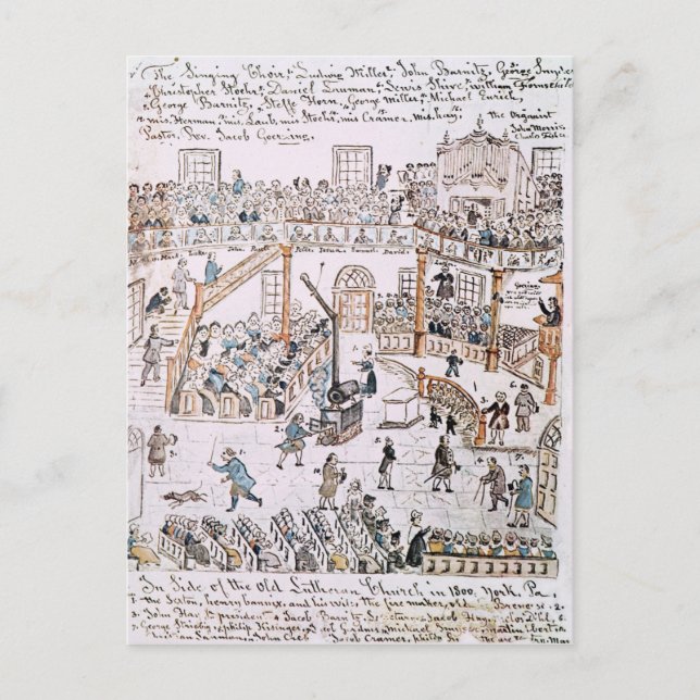 Inside the Old Lutheran Church, York County, 1800 Postcard (Front)