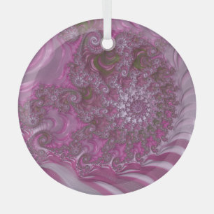 Inside the Pink Nautilus Shell Fractal Abstract Glass Tree Decoration