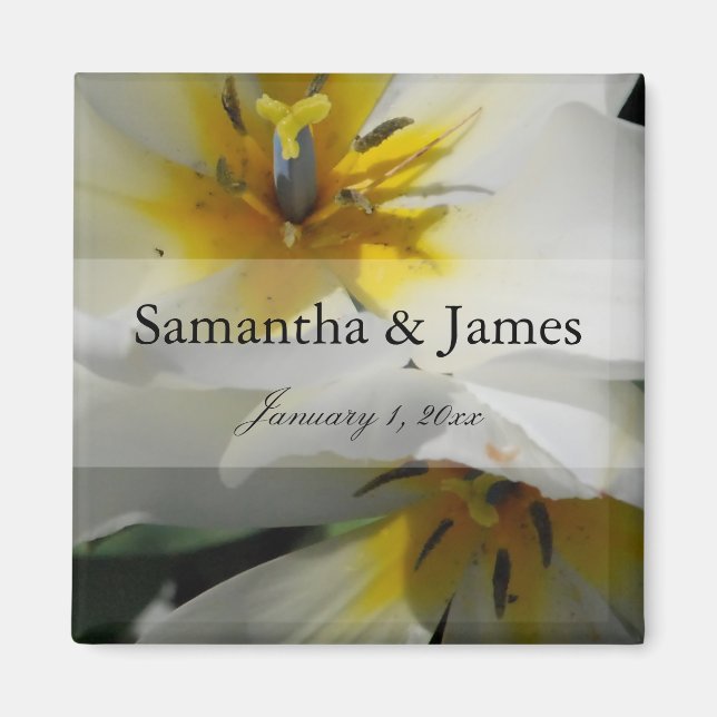 Inside White Lilies Personal Wedding Magnet (Front)