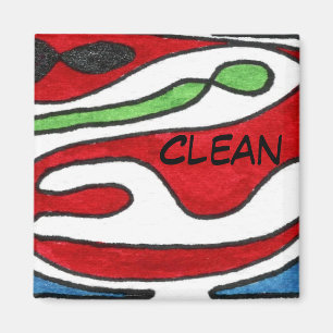 "Insides Out" Abstract Dishwasher Status Magnet