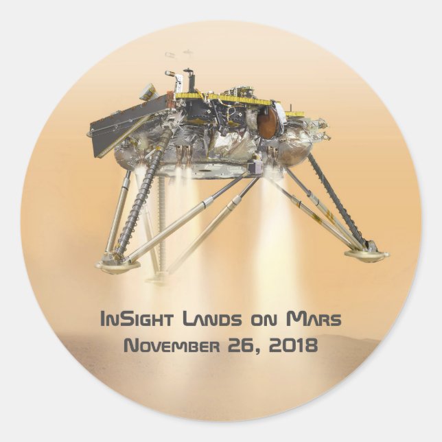 InSight Landing on Mars Classic Round Sticker (Front)