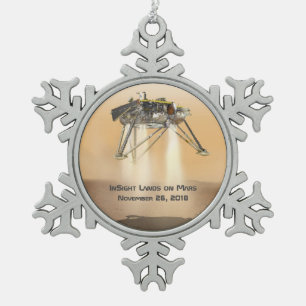 InSight Landing on Mars Snowflake Pewter Christmas Ornament