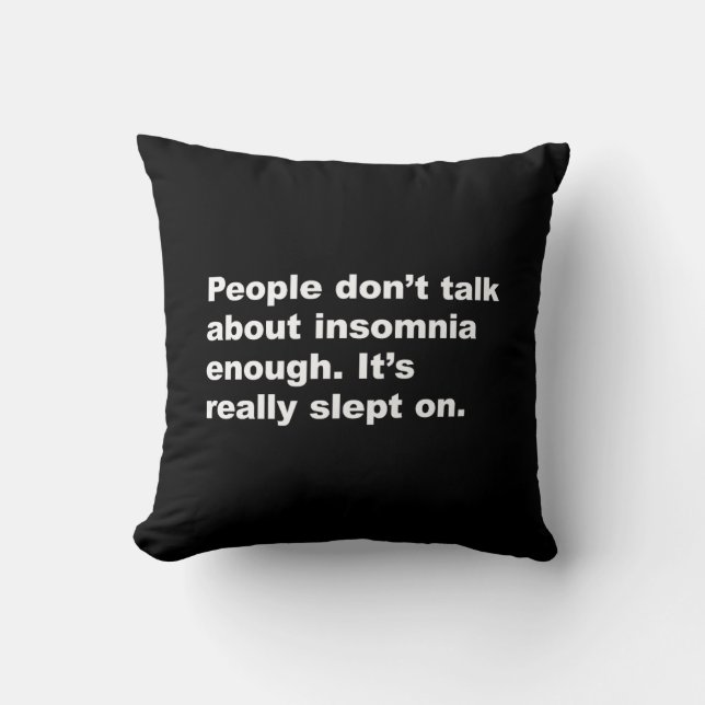 Insomnia Pun Witty Sleep Humour Cushion (Front)