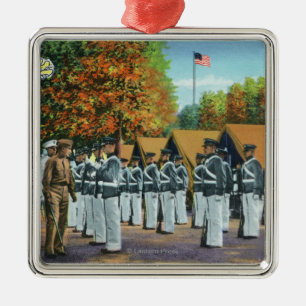 Inspection in Camp, Soldiers in Formation Metal Ornament