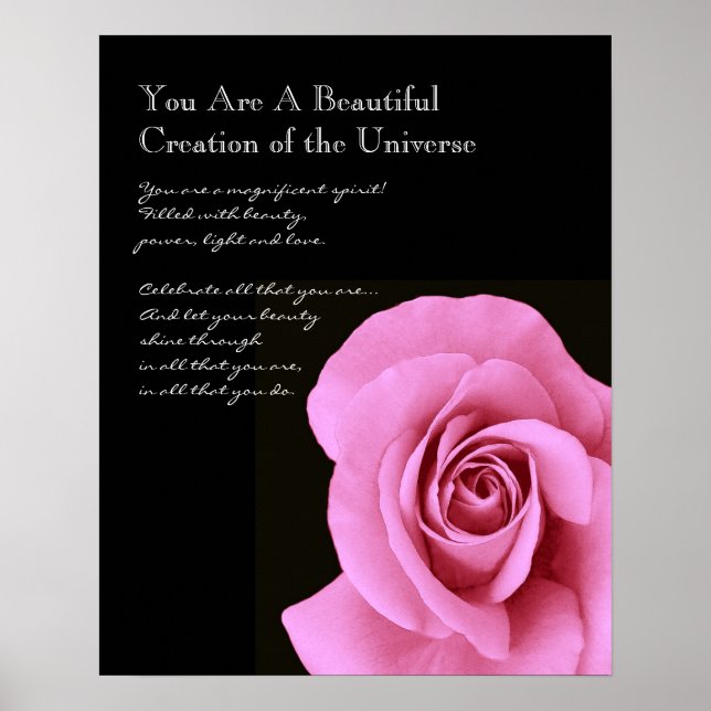 Inspiration Beautiful Pink Rose Poster (Front)