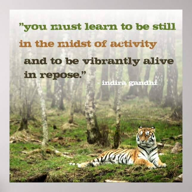 Inspiration Indira Gandhi Quote w Tiger Inspiring Poster (Front)