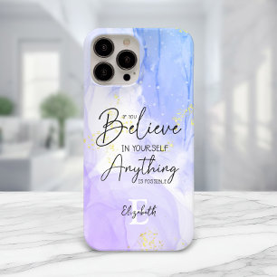 Inspiration quotes   Purple Alcohol Ink   Monogram Case-Mate iPhone 14 Case