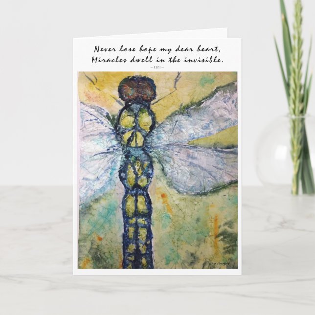 Inspiration Rumi Quote Dragonfly Art Greeting Card (Front)