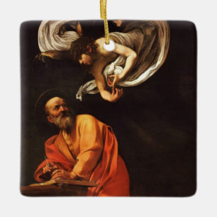 Inspiration Saint Matthew Caravaggio painting art  Ceramic Ornament
