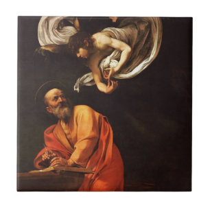 Inspiration Saint Matthew Caravaggio painting art Ceramic Tile