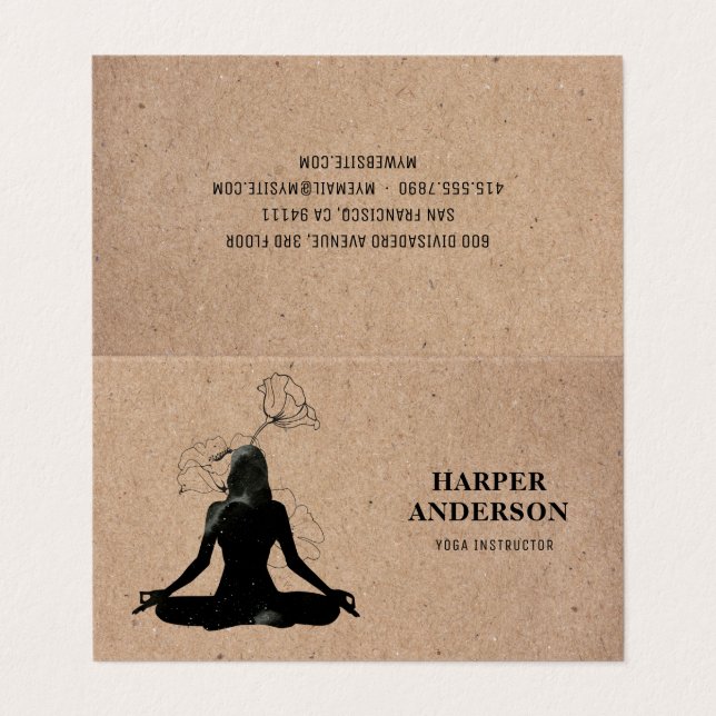 Inspiration Yoga Instructor Professional  Business Card (Outside Unfolded)