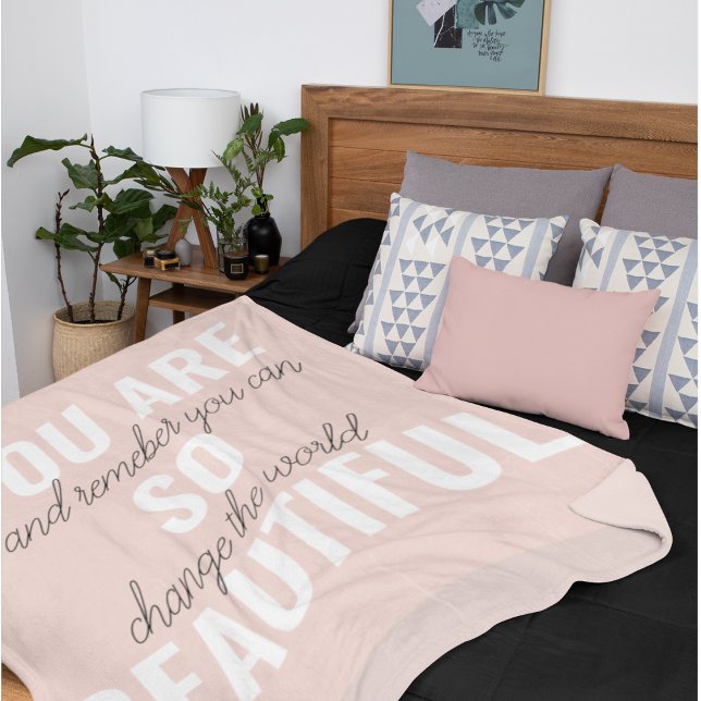 Inspiration You Are So Beautiful Positive Quote  Fleece Blanket (Creator Uploaded)