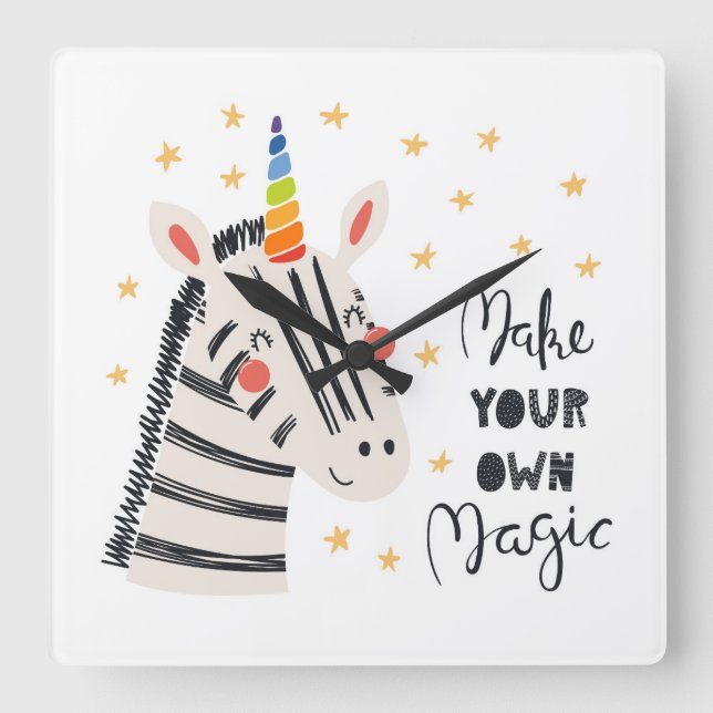 Inspiration Zebri-corn Square Wall Clock (Front)