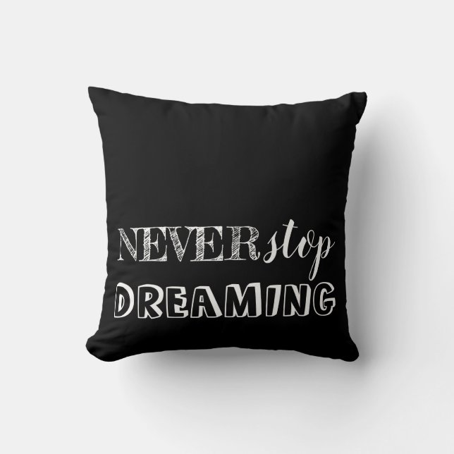 Inspirational 3 Word Quote Black White Reversible Cushion (Front)