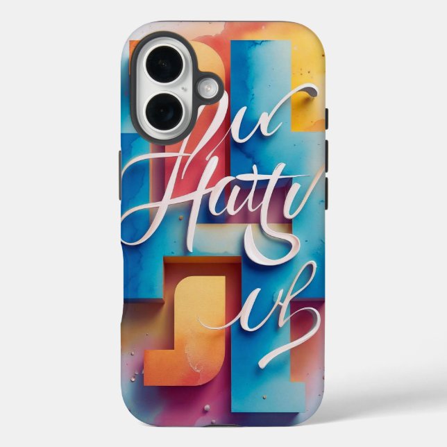 Inspirational 3D Typography – "Hate U" Gradien Case-Mate iPhone Case (Back)