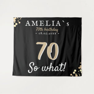 Inspirational 70th Birthday Party Black Backdrop Tapestry
