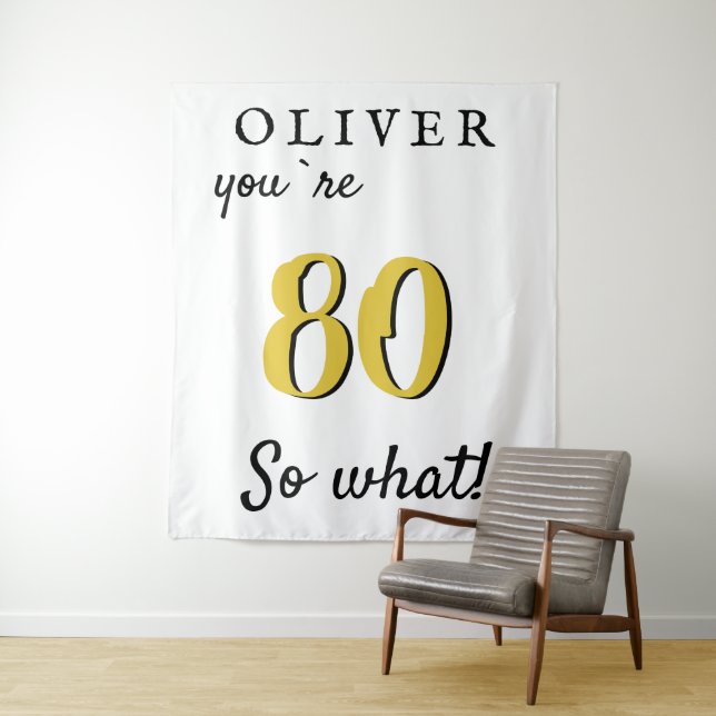 Inspirational 80th Birthday Party Backdrop Tapestry (In Situ)