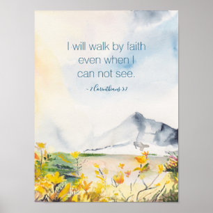 Inspirational and Spiritual Watercolor Mountains Poster