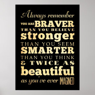 Inspirational Art-Always Remember You Are Braver Poster