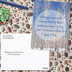 Inspirational Aspens Winter Scenery Photo & Quote Postcard