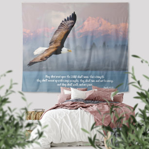 Inspirational Bald Eagle Bible Verse Isaiah 40 Tapestry