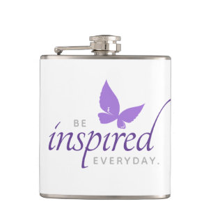 Inspirational Be Inspired Everyday Butterfly Hip Flask