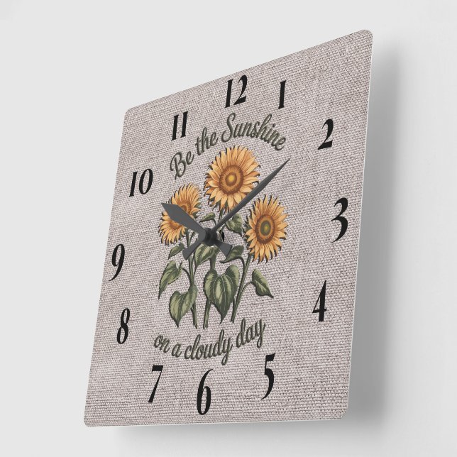 Inspirational Be The Sunshine Quote/Sublimation Square Wall Clock (Angle)