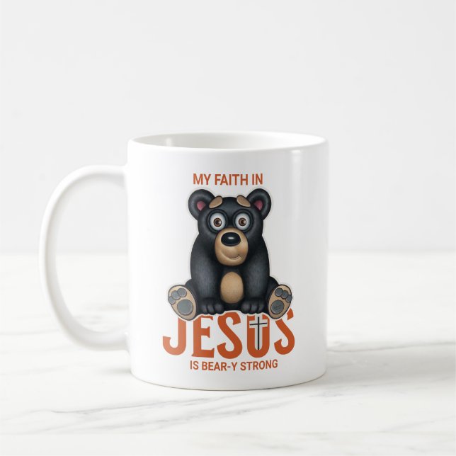 Inspirational Bear Jesus Christian Faith Coffee Mug (Left)