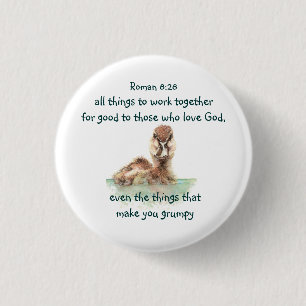 Inspirational Bible Quote Rom 8:28 Work together 3 Cm Round Badge