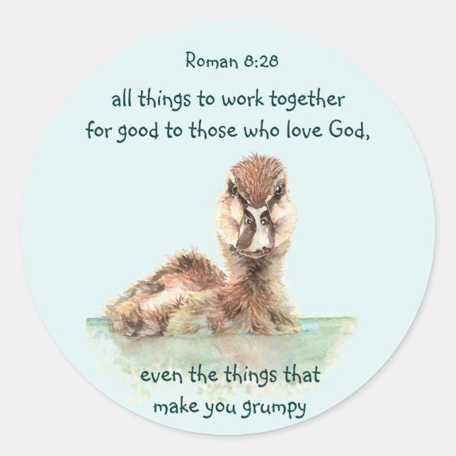 Inspirational Bible Quote Rom 8:28 Work together Classic Round Sticker (Front)