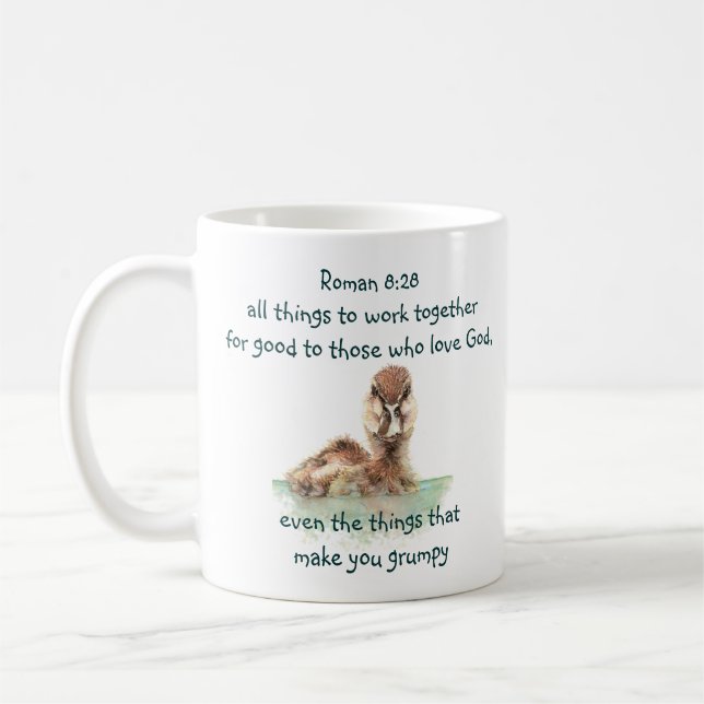 Inspirational Bible Quote Rom 8:28 Work together  Coffee Mug (Left)