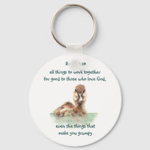 Inspirational Bible Quote Rom 8:28 Work together Key Ring