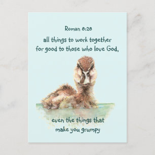Inspirational Bible Quote Rom 8:28 Work together Postcard